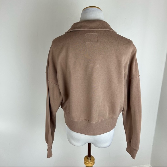 Abercrombie & Fitch Soft Polo Crop Sweatshirt Top Tan Light Brown Size S - Picture 2 of 4